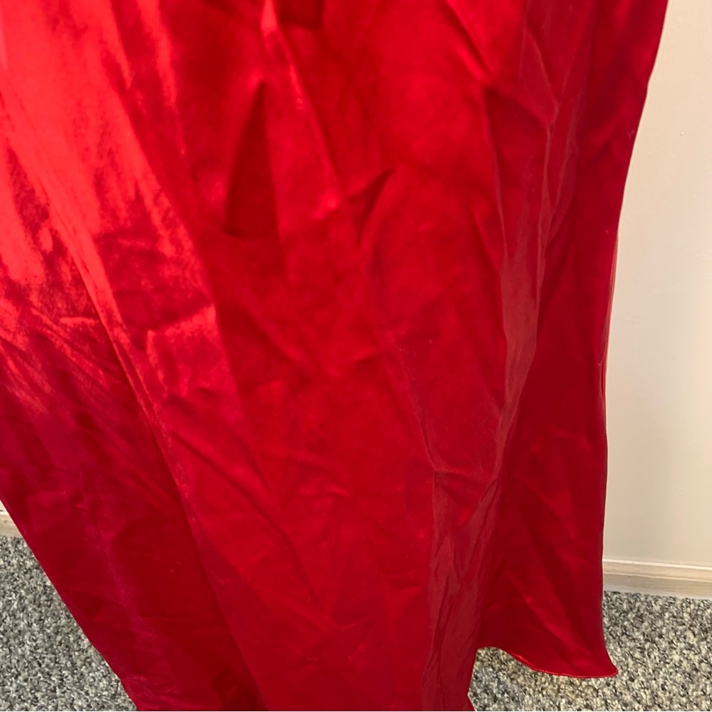 Vintage 90s Hampton Nites Satin Velvet Full Length Slip Dress - Picture 7 of 10